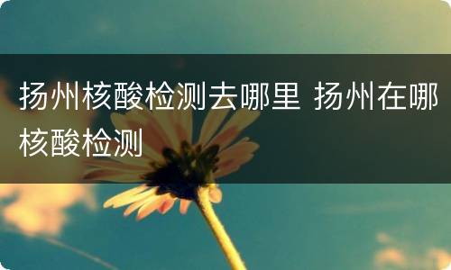 扬州核酸检测去哪里 扬州在哪核酸检测