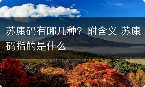 苏康码有哪几种？附含义 苏康码指的是什么