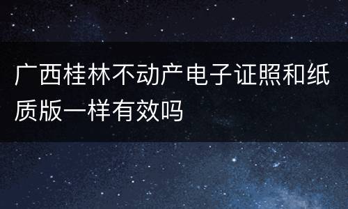 广西桂林不动产电子证照和纸质版一样有效吗
