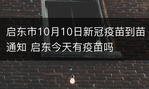 启东市10月10日新冠疫苗到苗通知 启东今天有疫苗吗