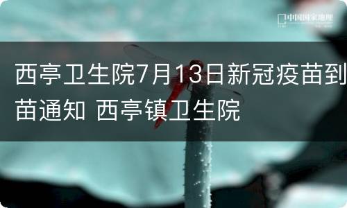 西亭卫生院7月13日新冠疫苗到苗通知 西亭镇卫生院