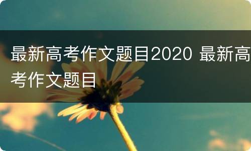 最新高考作文题目2020 最新高考作文题目
