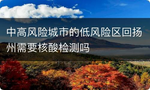 中高风险城市的低风险区回扬州需要核酸检测吗
