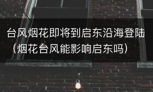 台风烟花即将到启东沿海登陆（烟花台风能影响启东吗）