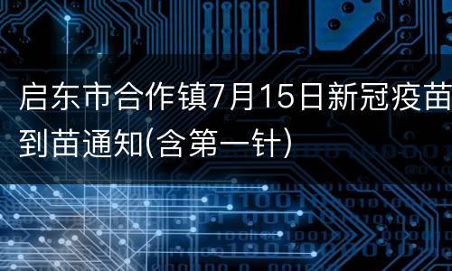 启东市合作镇7月15日新冠疫苗到苗通知(含第一针)