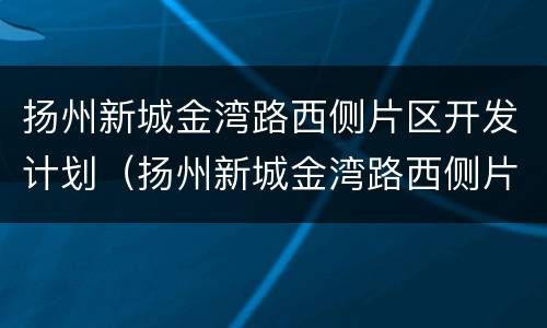 扬州新城金湾路西侧片区开发计划（扬州新城金湾路西侧片区开发计划图）