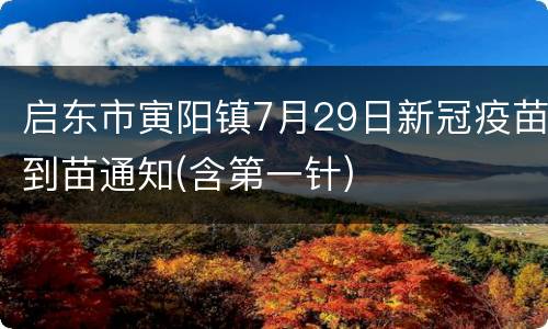 启东市寅阳镇7月29日新冠疫苗到苗通知(含第一针)