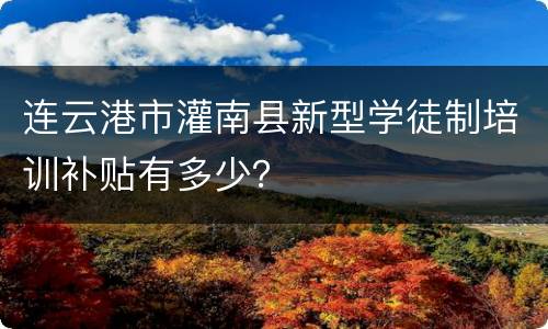 连云港市灌南县新型学徒制培训补贴有多少？