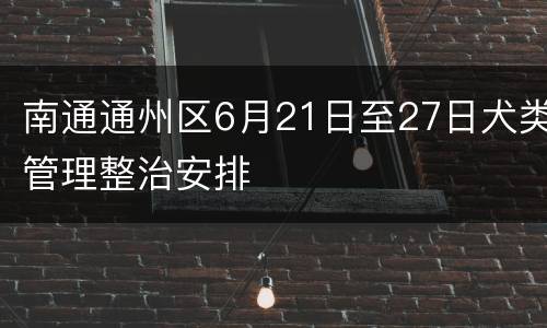 南通通州区6月21日至27日犬类管理整治安排