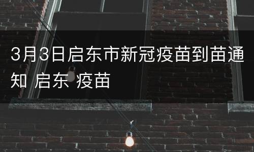 3月3日启东市新冠疫苗到苗通知 启东 疫苗