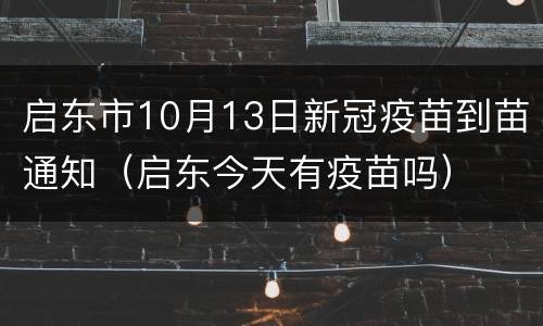 启东市10月13日新冠疫苗到苗通知（启东今天有疫苗吗）
