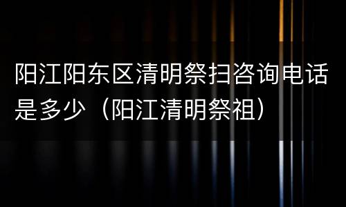 阳江阳东区清明祭扫咨询电话是多少（阳江清明祭祖）