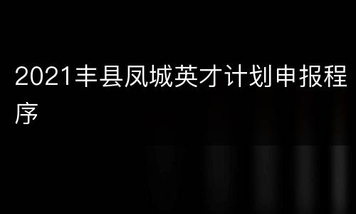 2021丰县凤城英才计划申报程序