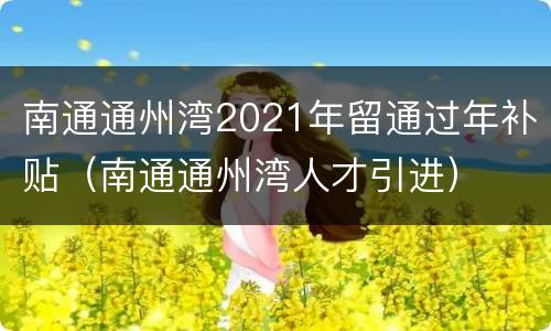 南通通州湾2021年留通过年补贴（南通通州湾人才引进）
