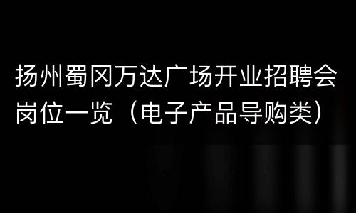 扬州蜀冈万达广场开业招聘会岗位一览（电子产品导购类）