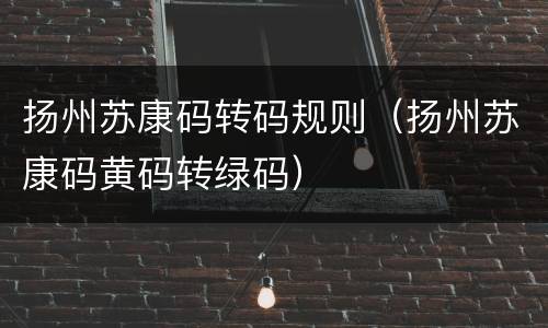 扬州苏康码转码规则（扬州苏康码黄码转绿码）