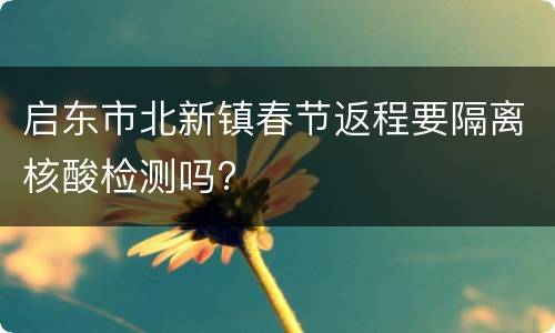 启东市北新镇春节返程要隔离核酸检测吗?