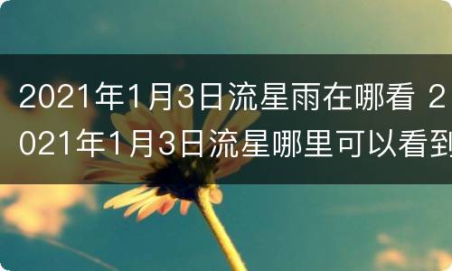 2021年1月3日流星雨在哪看 2021年1月3日流星哪里可以看到