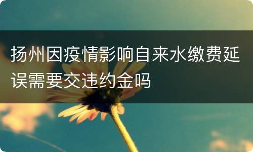 扬州因疫情影响自来水缴费延误需要交违约金吗