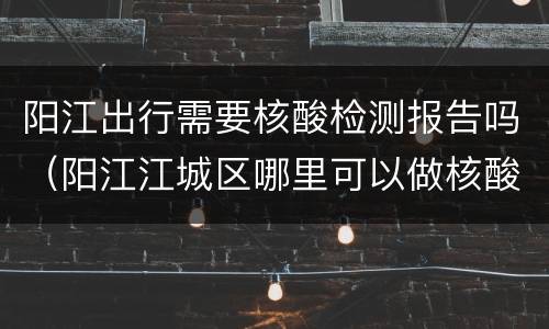 阳江出行需要核酸检测报告吗（阳江江城区哪里可以做核酸检测）