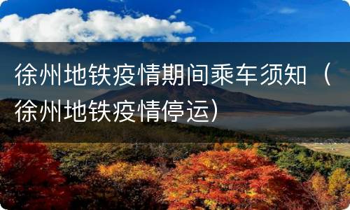 徐州地铁疫情期间乘车须知（徐州地铁疫情停运）