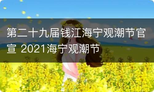 第二十九届钱江海宁观潮节官宣 2021海宁观潮节