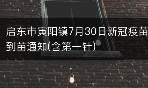 启东市寅阳镇7月30日新冠疫苗到苗通知(含第一针)