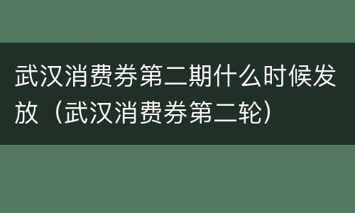 武汉消费券第二期什么时候发放（武汉消费券第二轮）