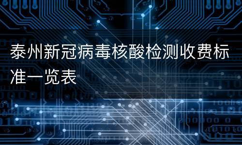 泰州新冠病毒核酸检测收费标准一览表