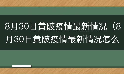 8月30日黄陂疫情最新情况（8月30日黄陂疫情最新情况怎么样）