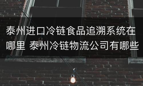 泰州进口冷链食品追溯系统在哪里 泰州冷链物流公司有哪些