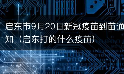 启东市9月20日新冠疫苗到苗通知（启东打的什么疫苗）