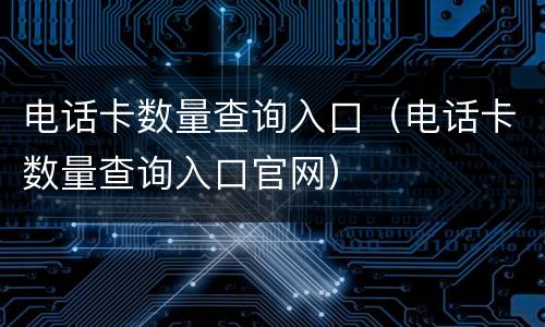 电话卡数量查询入口（电话卡数量查询入口官网）