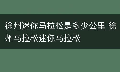 徐州迷你马拉松是多少公里 徐州马拉松迷你马拉松
