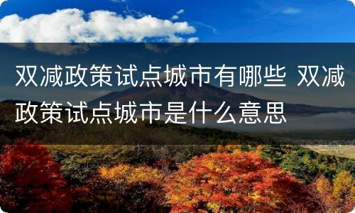 双减政策试点城市有哪些 双减政策试点城市是什么意思