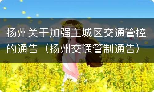 扬州关于加强主城区交通管控的通告（扬州交通管制通告）