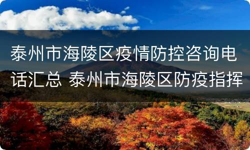 泰州市海陵区疫情防控咨询电话汇总 泰州市海陵区防疫指挥部