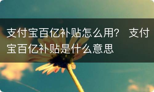 支付宝百亿补贴怎么用？ 支付宝百亿补贴是什么意思