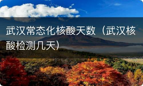 武汉常态化核酸天数（武汉核酸检测几天）
