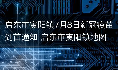 启东市寅阳镇7月8日新冠疫苗到苗通知 启东市寅阳镇地图
