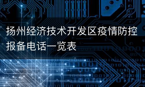 扬州经济技术开发区疫情防控报备电话一览表