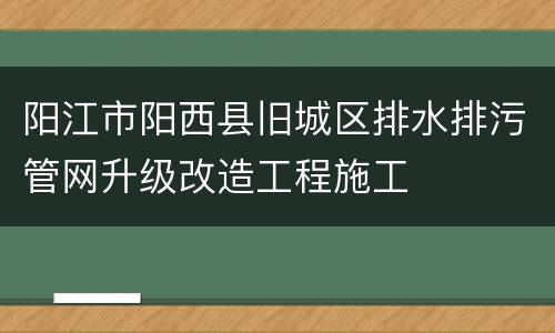 阳江市阳西县旧城区排水排污管网升级改造工程施工