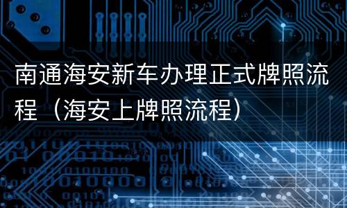 南通海安新车办理正式牌照流程（海安上牌照流程）