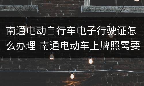 南通电动自行车电子行驶证怎么办理 南通电动车上牌照需要什么手续