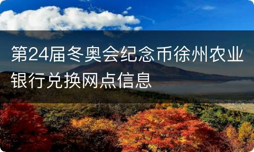 第24届冬奥会纪念币徐州农业银行兑换网点信息