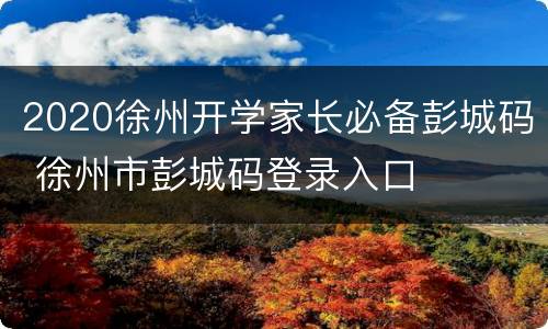 2020徐州开学家长必备彭城码 徐州市彭城码登录入口