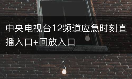 中央电视台12频道应急时刻直播入口+回放入口