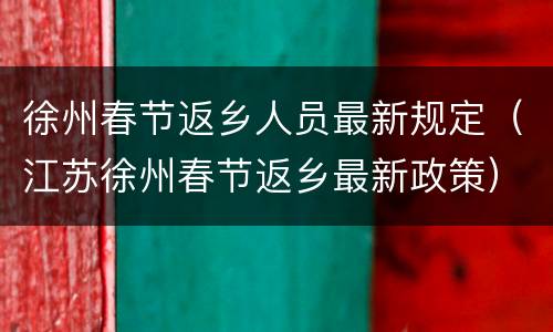 徐州春节返乡人员最新规定（江苏徐州春节返乡最新政策）