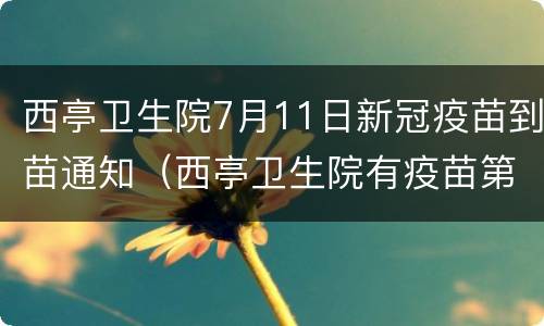 西亭卫生院7月11日新冠疫苗到苗通知（西亭卫生院有疫苗第一针打吗）