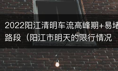 2022阳江清明车流高峰期+易堵路段（阳江市明天的限行情况）